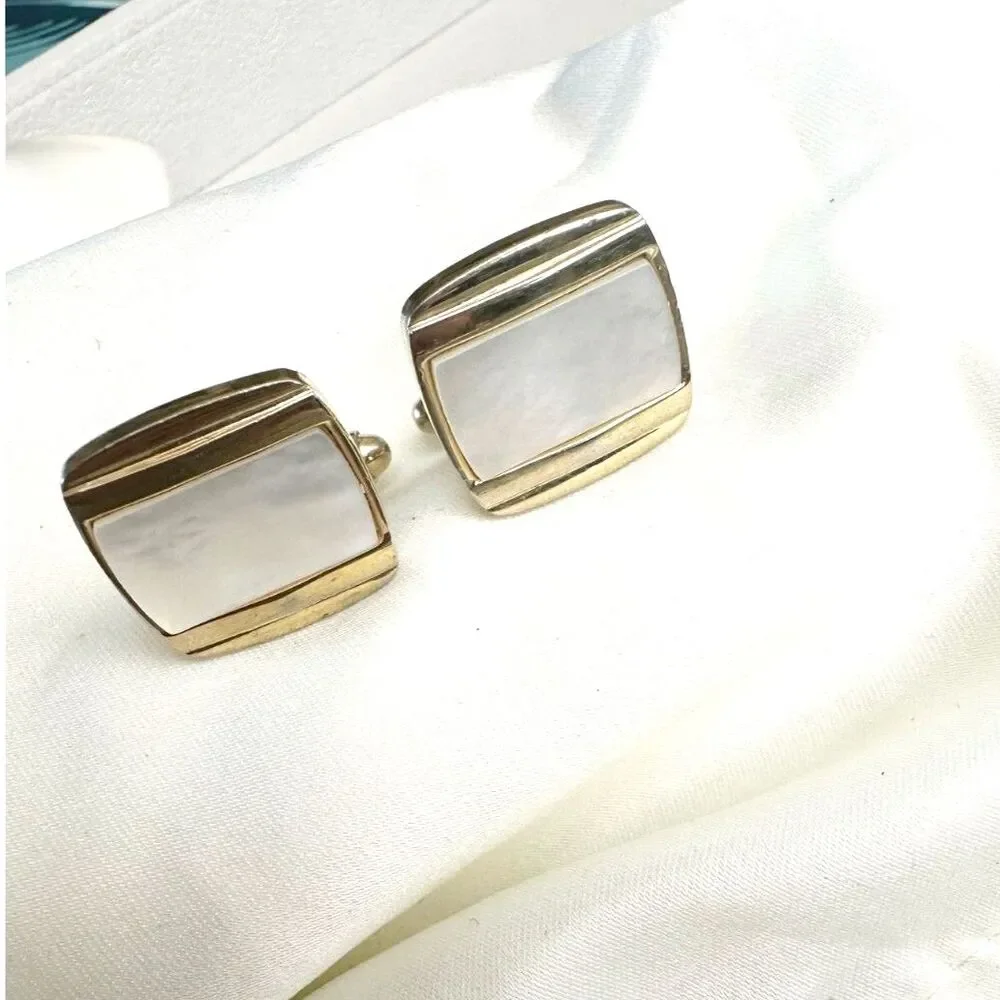Vintage Mother of Pearl Gold Tone Cufflinks